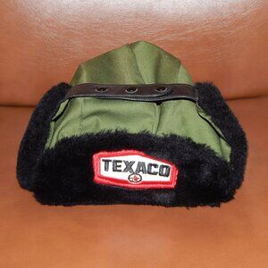 Vintage Texaco Advertising Trapper Flap Ear Hat Rare Gas Station Lion Uniform